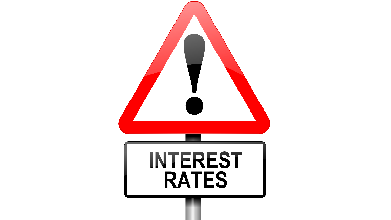 Picture of a road sign saying interest rates