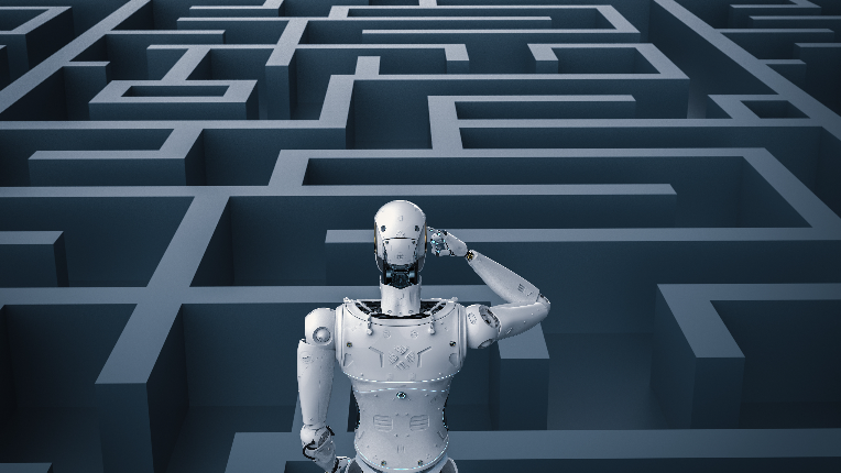 Robot facing a maze