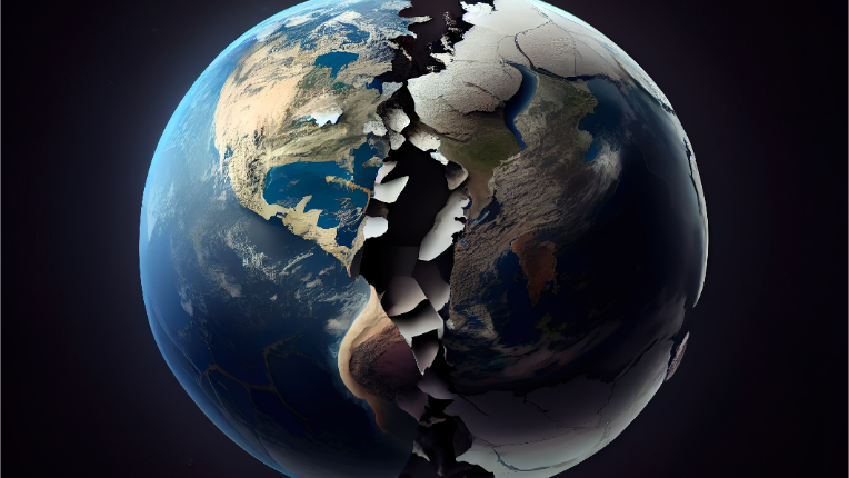 Picture of the world splitting in two