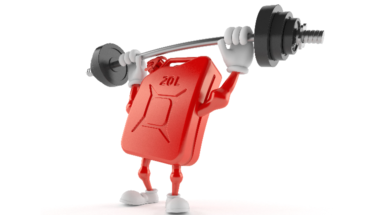 Jerry can with arms and legs lifting barbell weight.